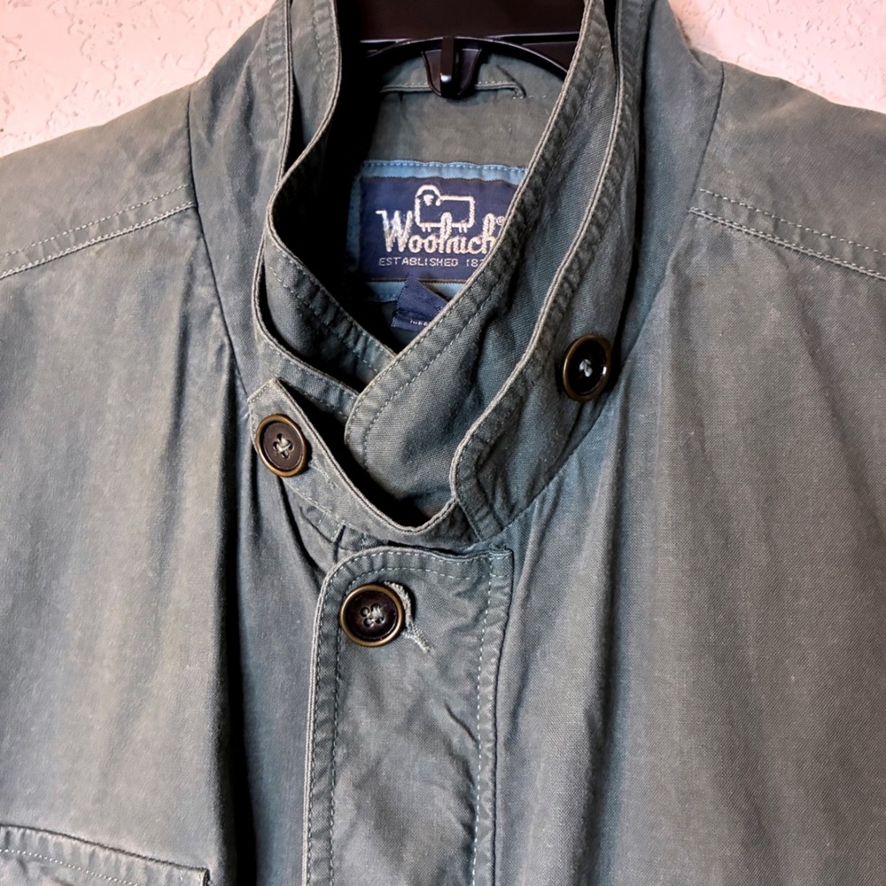Woolrich Mens XL Safari Utility Vest Olive Green Cotton Multi Pocket Cinch Back - Picture 2 of 15